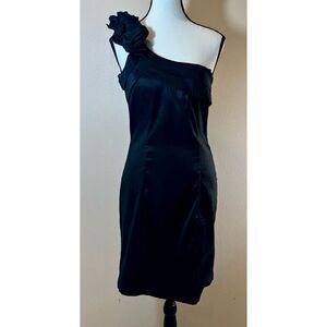 NWOT SNAP Elegant Ruched One Shoulder Black Formal Dress Women's Large